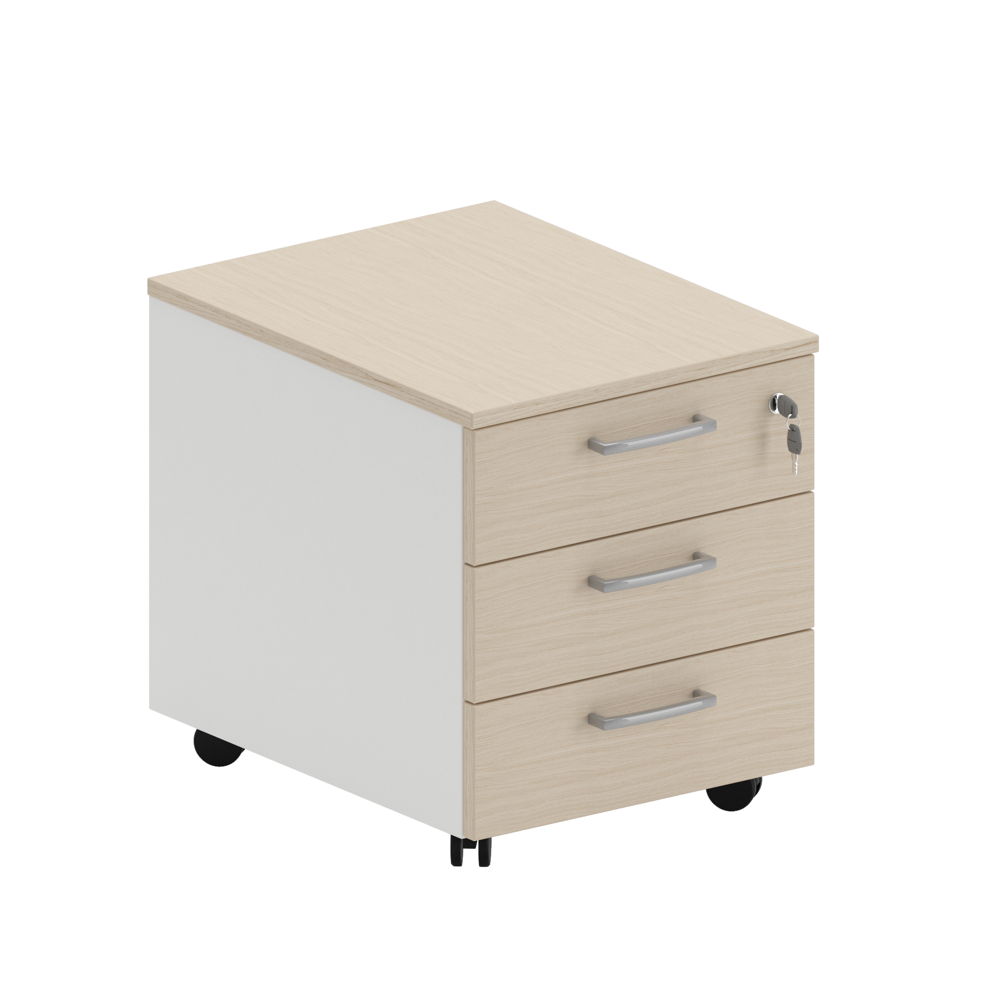 Cassettiera da ufficio con Rotelle OFFICE, L 42 x P 56 x H 51 cm (Rovere Chiaro)